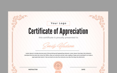 Modello di certificato di apprezzamento