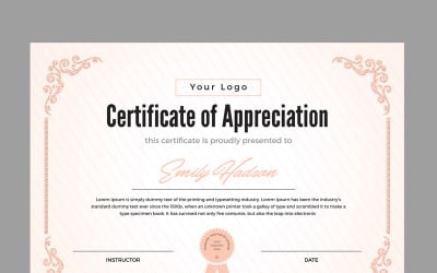 Шаблон сертификата признательности