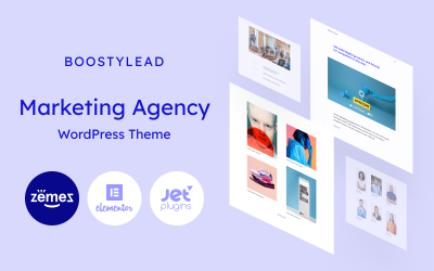Boostylead - Plantilla de sitio web de agencia de marketing con un diseño ordenado y tema de WordPress Elementor
