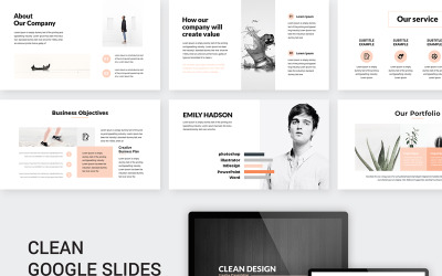 Diapositivas de Google mínimas de diseño limpio