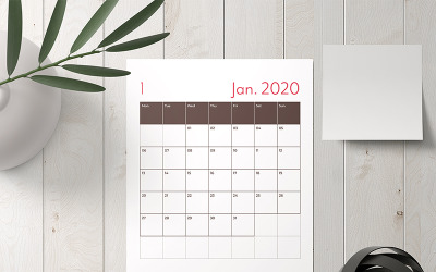 Diseño de calendario con planificador de detalles en rojo