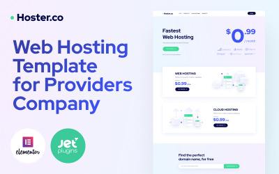 Hoster.co - Web Hosting Template for Providers Company with WordPress Elementor Theme
