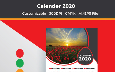 1 Page Wall Calendar 2020 Planner