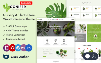 Conifer – obchod se zahradnickými rostlinami Responzivní motiv Elementor WooCommerce