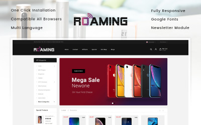 Plantilla OpenCart "Roaming - Online Mobile Store" #87168