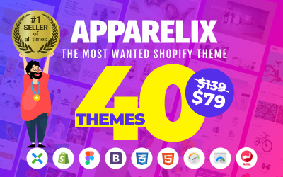 Apparelix - чистая многоцелевая тема Shopify