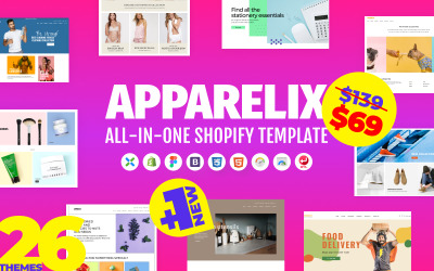 "Apparelix - Clean Multipurpose" - адаптивний Shopify шаблон №87247