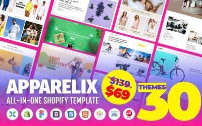 "Apparelix - Clean Multipurpose" Responsive Shopify Thema №87247