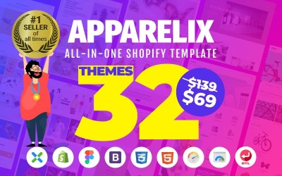 Responsive Apparelix - Clean Multipurpose Shopify Theme #87247