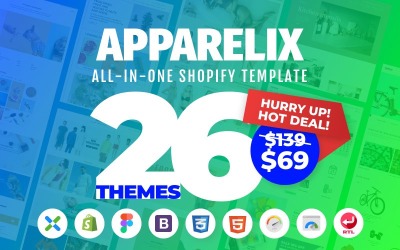 Reszponzív Apparelix - Clean Multipurpose Shopify sablon 87247