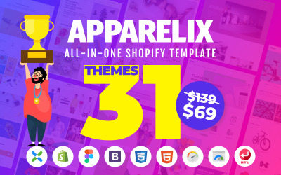 Reszponzív Apparelix - Clean Multipurpose Shopify sablon 87247
