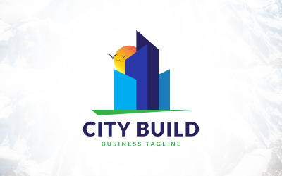 Création de logo immobilier de bâtiment de ville moderne