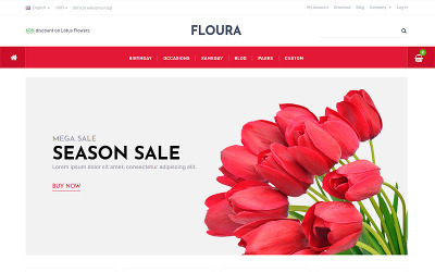 Floura - Çiçek ve Hediyelik Eşya Mağazası Web Sitesi Şablonu