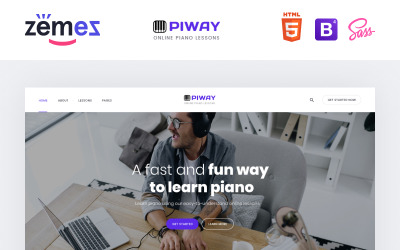 PIWAY - Muziekschool Meerdere pagina&amp;#39;s schone HTML-websitesjabloon
