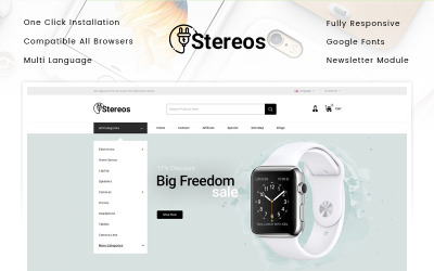 "Stereos - Electronics Store" - адаптивний OpenCart шаблон №87343