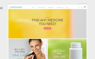 Responsive CareShare - Medicine Online Website Magento Theme #87511