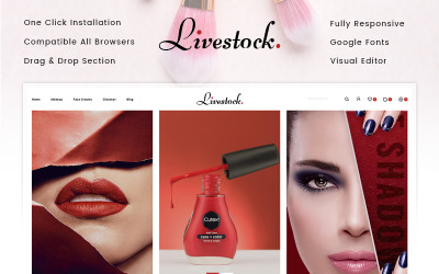 Responsive LiveStock Cosmetic Store Shopify Theme #87514