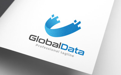 Diseño de logotipo abstracto de datos globales
