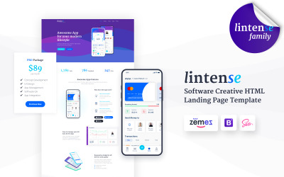 Responsive Lintense Mobile App - Software Creative HTML Landing Page Template Açılış Sayfası #87644