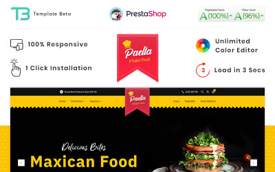 "Paella Delight Food And Restaurant" thème PrestaShop adaptatif #87910