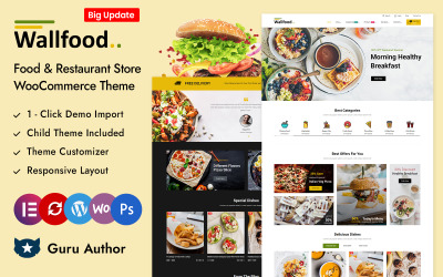 WallFood - Élelmiszer- és Étterembolt Elementor WooCommerce reszponzív téma