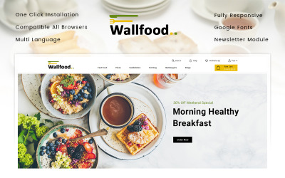 "WallFood - Restaurant Store" - адаптивний OpenCart шаблон №87901