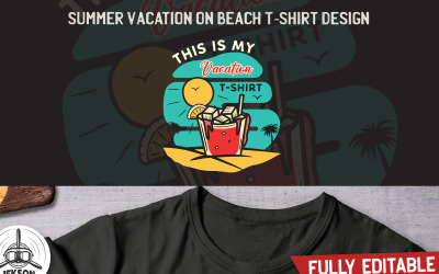 Letnie wakacje na plaży - projekt koszulki