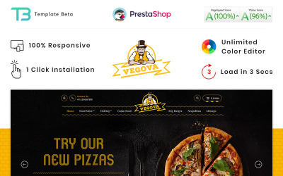"Vegova Food and Restaurant" Responsive PrestaShop Thema №88048