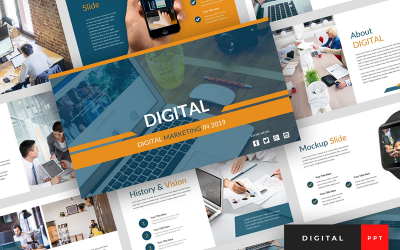 Digitális - digitális marketing bemutató PowerPoint sablon