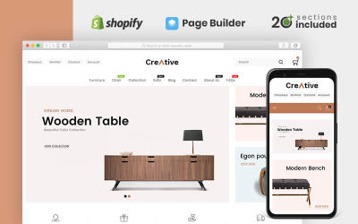 Reszponzív Creative Wood And Furniture Store Shopify Theme Shopify sablon 88199