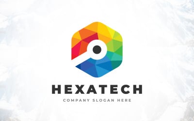 Diseño de logotipo colorido tecnología hexagonal