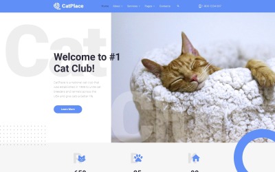 Cat Place - Djur och husdjur HTML-webbplatsmall för flera sidor