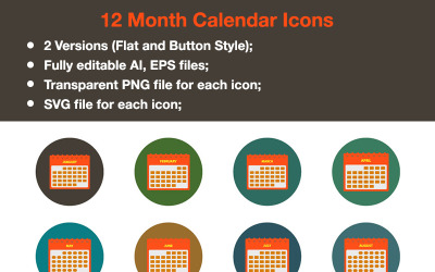 Icon-Sammlungen Vorlage namens "Premium - 12 Months Calendar" #88343