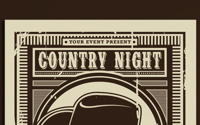 Folleto de la noche de música country - Plantilla de identidad corporativa