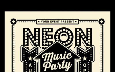 Vintage Neon Music Party - szablon tożsamości korporacyjnej