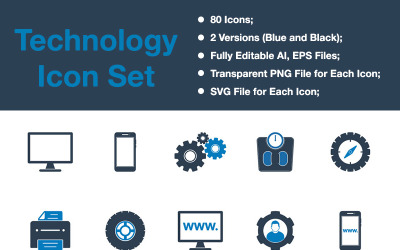 Icon-Sammlungen Vorlage namens "Technology - Premium Vector" #88537
