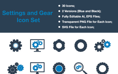 Settings &amp; Gear - Premium Vector Icon Set