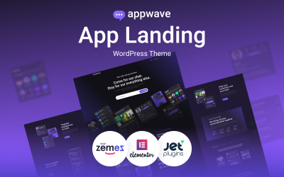 Appwave - Innovative and Stylish App Landing Page Tema WordPress №88618