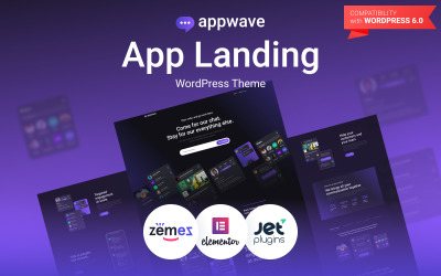 Appwave - Tema WordPress per pagina di destinazione dell&amp;#39;app innovativo ed elegante