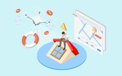 IOT Drone Search And Rescue Isometric 4 - TU - Illustration