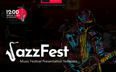 JazzFest Muziekfestival PowerPoint-sjabloon