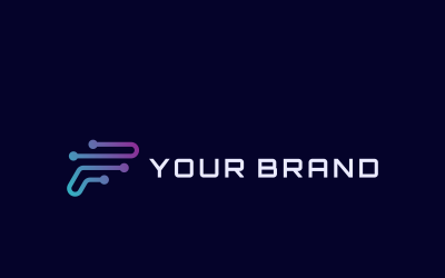 Letter F technologie ontwerpsjabloon Logo