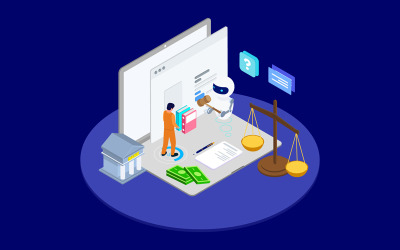 Predictions Litigation Results with AI Isometric 1 - T2 - Illustration