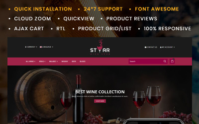 Šablona OpenCart Star The Wine Store