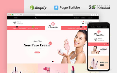 "Pionita Cosmetics Store" thème Shopify adaptatif #89163
