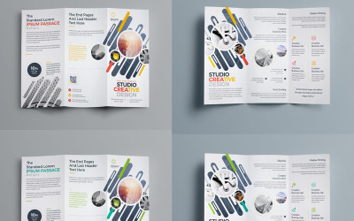 Blå mat färg trippelvikt broschyrdesign - mall för företagsidentitet