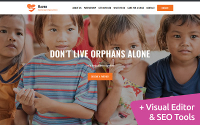 "Haven - Orphanage Organization" Responsive Moto CMS 3 Template №89465