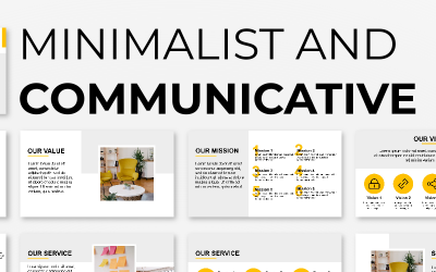 Modello PowerPoint di presentazione minimalista e comunicativo
