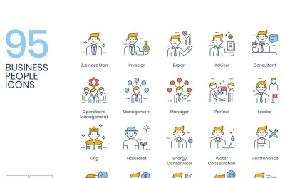 95 Business People Icons - Set di serie ColorPop