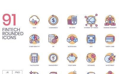 91 Fintech-ikoner - Butterscotch Series Set